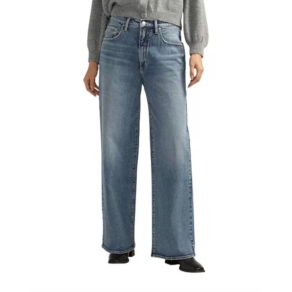 Silver Jeans Co. 90s Baggy Mid Rise Wide Leg Jeans Indigo 30x31